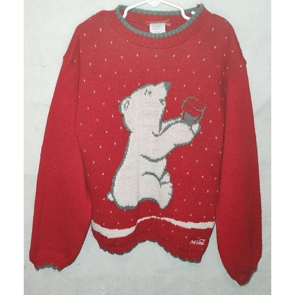 Coca-Cola Child's Red Polar Bear Coke Holiday Christmas Sweater Small - Picture 1 of 9